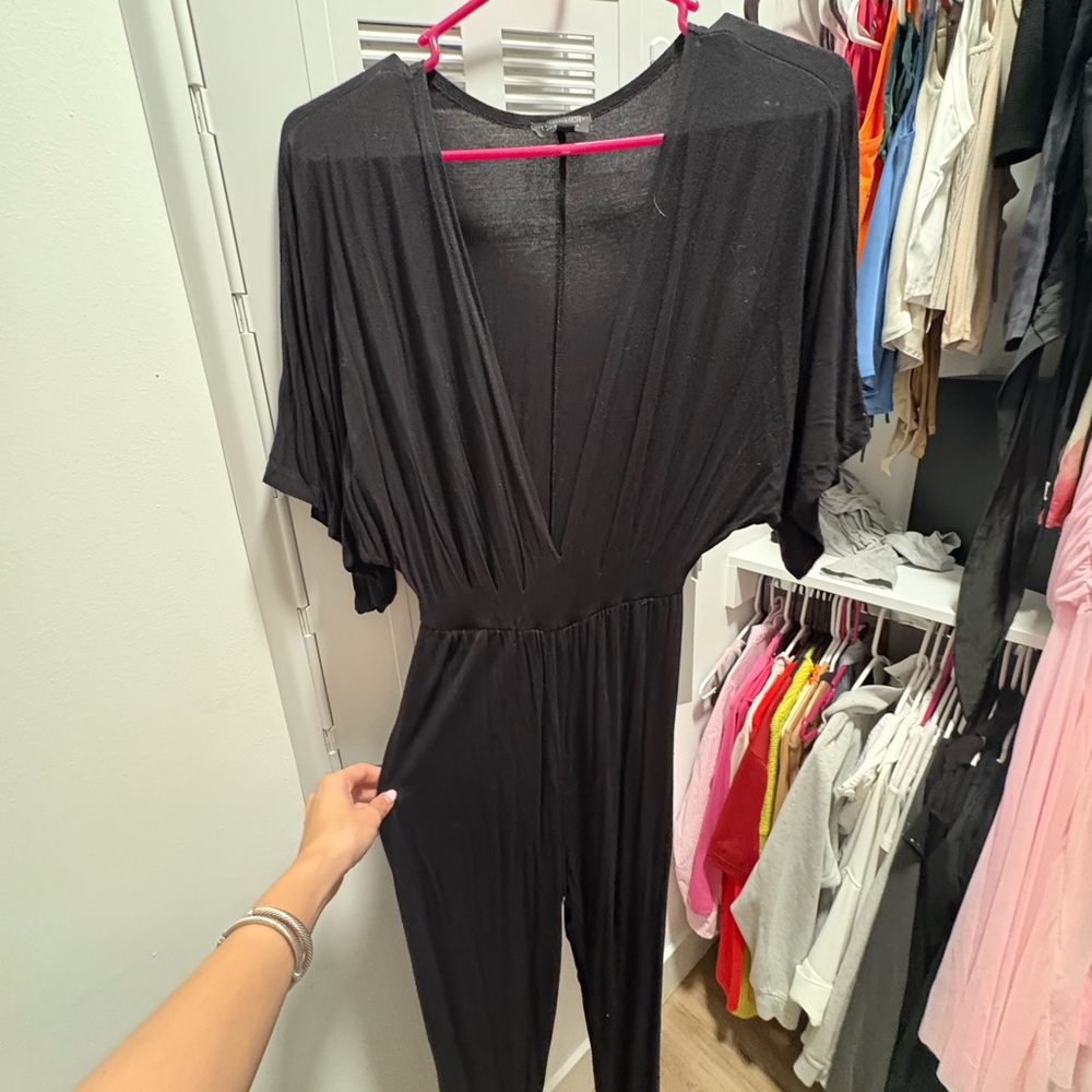 Topshop Elegant Black Deep V-Neck jumpsuit - Picture 3 of 4